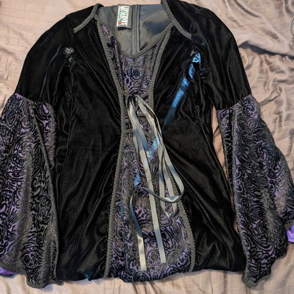 Crushed velvet purple Burn Out Lip Service Dress